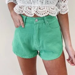 Indie Collection Green Denim Shorts New Arrivals