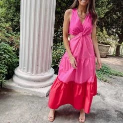 Indie Collection New Arrivals Fuchsia Maxi Dress