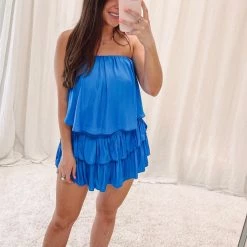 Indie Collection Vacay Collection Kendra Smocked Dress - Blue