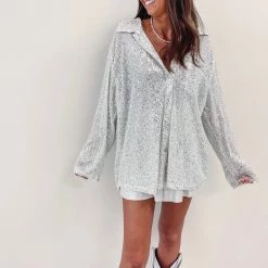 Indie Collection Sequin Shirt - Silver