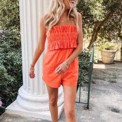 Indie Collection Mina Orange Romper New Arrivals
