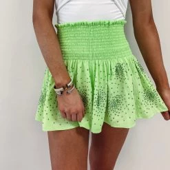 Indie Collection Neon Lime Cluster Swing Shorts - Queen Of Sparkles