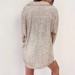 Indie Collection New Arrivals Sequin Shirt - Gold
