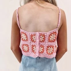 Indie Collection Pink Crochet Tank