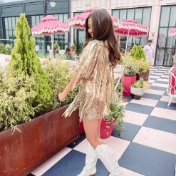 Indie Collection Gold Fringe Mini Skirt - Queen Of Sparkles