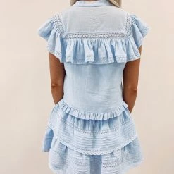 Indie Collection USA Collection Milan Ruffle Top - Blue