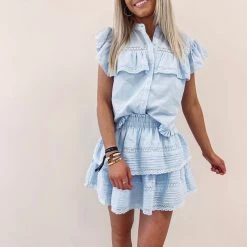 Indie Collection USA Collection Milan Ruffle Skirt - Blue