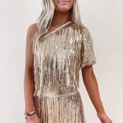 Indie Collection Gold Fringe Mini Skirt - Queen Of Sparkles