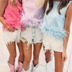 Indie Collection Hot Pink Feather Top