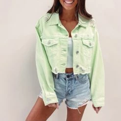 Indie Collection Lime Denim Jacket New Arrivals