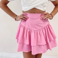 Indie Collection Alana Ruffle Skirt - Pink