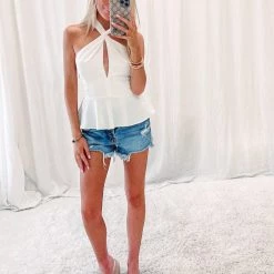 Indie Collection Kaley Halter Top - White New Arrivals