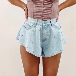 Indie Collection New Arrivals Rhinestone Flutter Shorts