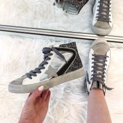 Indie Collection Black Glitter High Top Sneakers New Arrivals