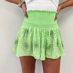 Indie Collection Neon Lime Cluster Swing Shorts - Queen Of Sparkles