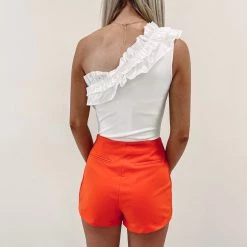 Indie Collection Ruffled Asymmetrical Bodysuit New Arrivals