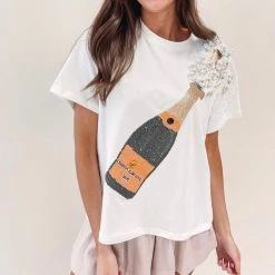 Indie Collection Popping Champagne Tee - Queen Of Sparkles New Arrivals