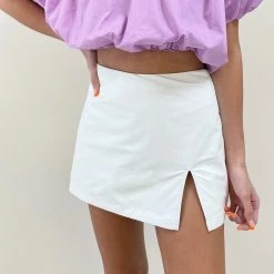 Indie Collection White Faux Leather Mini Skirt New Arrivals