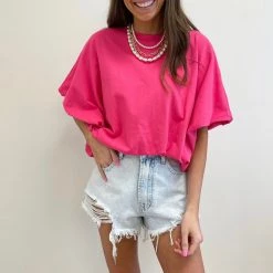 Indie Collection Hot Pink Bubble Tee New Arrivals