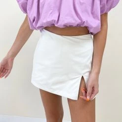 Indie Collection White Faux Leather Mini Skirt New Arrivals