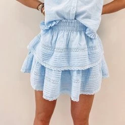 Indie Collection USA Collection Milan Ruffle Skirt - Blue