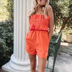 Indie Collection Mina Orange Romper New Arrivals