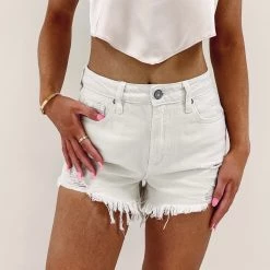 Indie Collection New Arrivals Finn Off White Denim Shorts