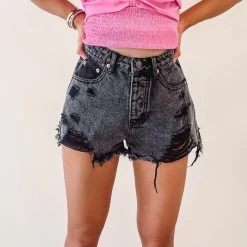 Indie Collection Kaleigh Black Denim Shorts New Arrivals