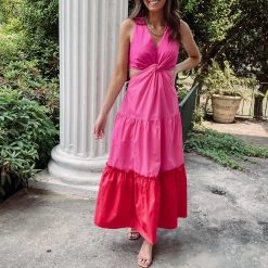 Indie Collection New Arrivals Fuchsia Maxi Dress