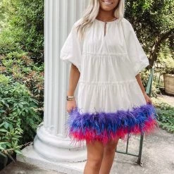 Indie Collection Feather Bottom Button Dress - Queen Of Sparkles