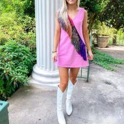 Indie Collection Diagonal Metallic Fringe Dress - Queen Of Sparkles New Arrivals