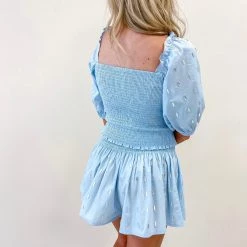 Indie Collection USA Collection Light Blue Rhinestone Swing Shorts - Queen Of Sparkles