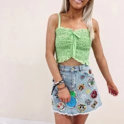 Indie Collection New Arrivals Patch Denim Skirt