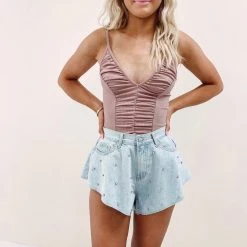 Indie Collection New Arrivals Rhinestone Flutter Shorts