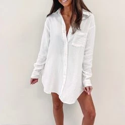 Indie Collection Linen Cover Up Shirt