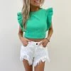 Indie Collection Ruffle Top - Green New Arrivals