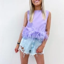 Indie Collection Purple Feather Top