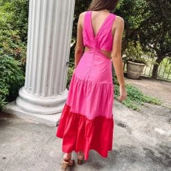 Indie Collection New Arrivals Fuchsia Maxi Dress