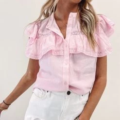 Indie Collection Milan Ruffle Top - Pink