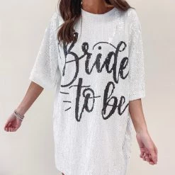 Indie Collection New Arrivals Bride To Be Sequin Dress - White
