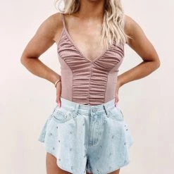 Indie Collection New Arrivals Rhinestone Flutter Shorts