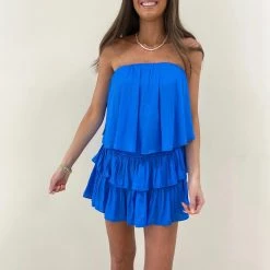 Indie Collection Vacay Collection Kendra Smocked Dress - Blue