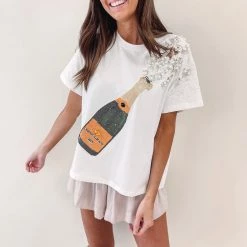Indie Collection Popping Champagne Tee - Queen Of Sparkles New Arrivals