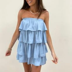 Indie Collection Tiered Mini Dress/Romper - Blue Vacay Collection