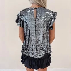 Indie Collection Tops Chrome Sequin Top