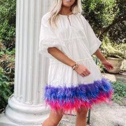 Indie Collection Feather Bottom Button Dress - Queen Of Sparkles