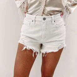 Indie Collection New Arrivals Finn Off White Denim Shorts