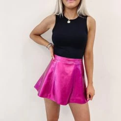 Indie Collection Hot Pink Metallic Skirt New Arrivals