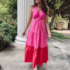 Indie Collection New Arrivals Fuchsia Maxi Dress
