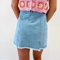 Indie Collection New Arrivals Asymmetric Denim Skirt